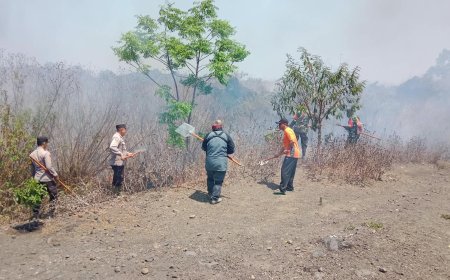 Sinergi Polres Bondowoso dan Tim Gabungan Padamkan Karhutla di Kawasan Wisata Black Lava Ijen